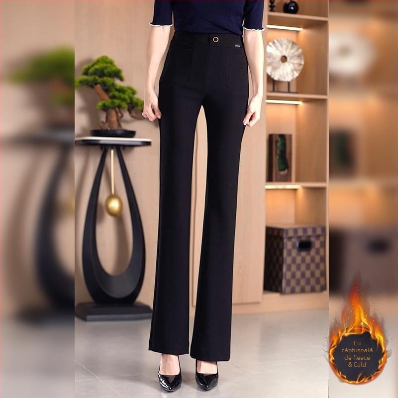 Pantaloni casual din țesătură țesută, microelasticitate, iarnă 2025, stil Royal Sister