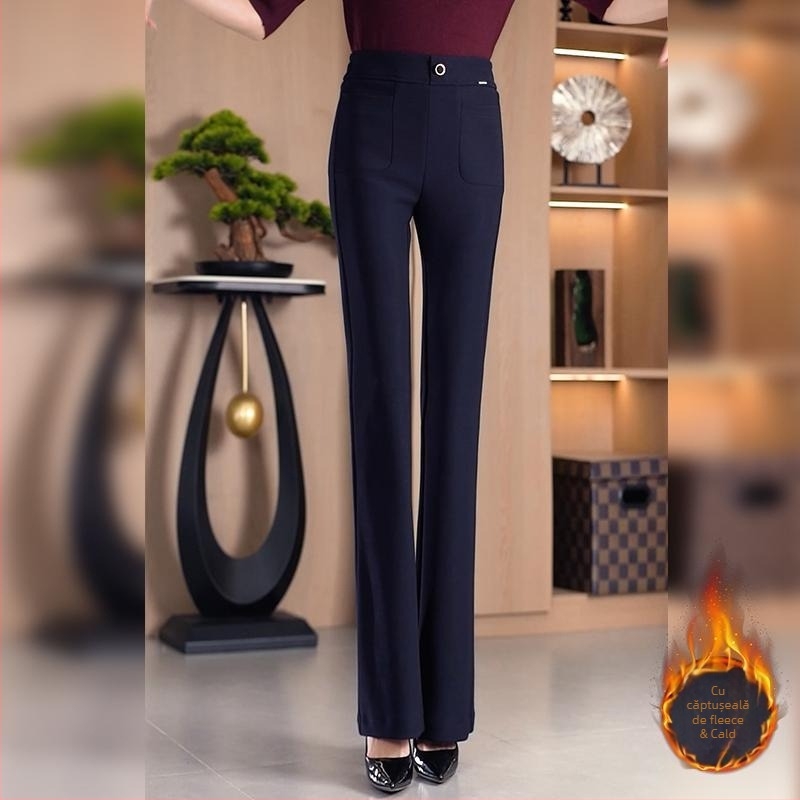 Pantaloni casual din țesătură țesută, microelasticitate, iarnă 2025, stil Royal Sister