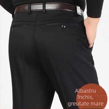 Pantaloni casual bărbați din bumbac, croială conică, talie înaltă, închidere cu fermoar, microelasticitate, detalii la buzunare