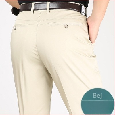 Pantaloni casual bărbați din bumbac, croială conică, talie înaltă, închidere cu fermoar, microelasticitate, detalii la buzunare