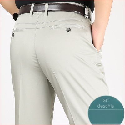 Pantaloni casual bărbați din bumbac, croială conică, talie înaltă, închidere cu fermoar, microelasticitate, detalii la buzunare