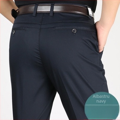 Pantaloni casual bărbați din bumbac, croială conică, talie înaltă, închidere cu fermoar, microelasticitate, detalii la buzunare