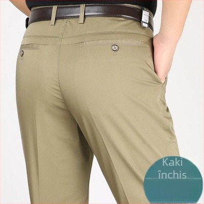 Pantaloni casual bărbați din bumbac, croială conică, talie înaltă, închidere cu fermoar, microelasticitate, detalii la buzunare