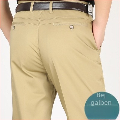 Pantaloni casual bărbați din bumbac, croială conică, talie înaltă, închidere cu fermoar, microelasticitate, detalii la buzunare