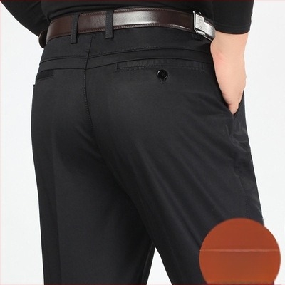 Pantaloni casual bărbați din bumbac, croială conică, talie înaltă, închidere cu fermoar, microelasticitate, detalii la buzunare