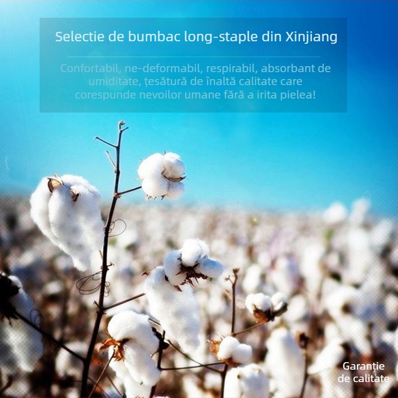 Pantaloni casual bărbați din bumbac, croială conică, talie înaltă, închidere cu fermoar, microelasticitate, detalii la buzunare