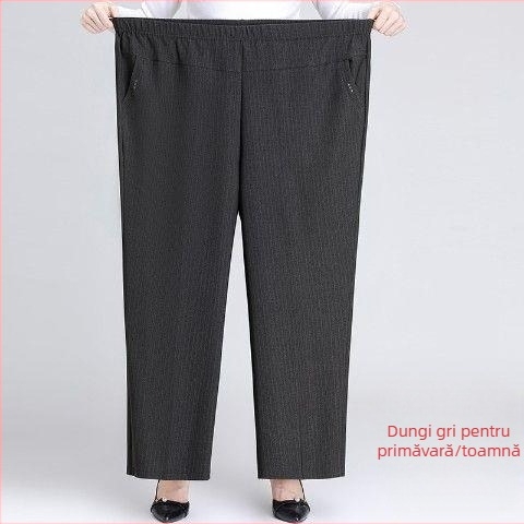Pantaloni de damă cu talie înaltă, croială dreaptă, culoare solidă, țesătură țesută 70–80% poliester și microfibră sub 30%, casual