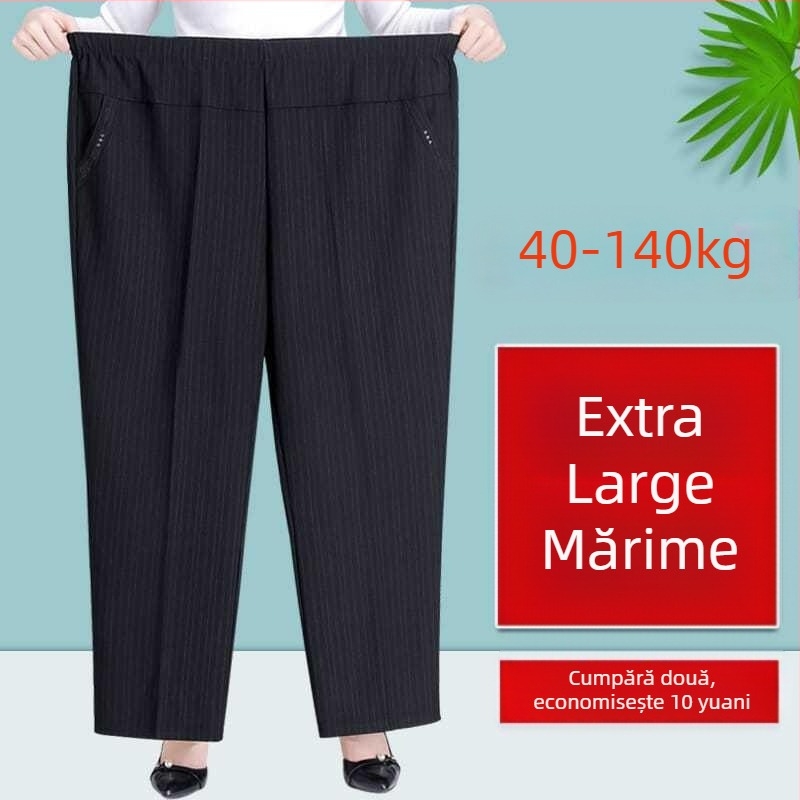 Pantaloni de damă cu talie înaltă, croială dreaptă, culoare solidă, țesătură țesută 70–80% poliester și microfibră sub 30%, casual