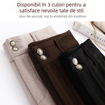 Pantaloni Bootcut pentru femei (țesătură din lână; grosime standard; primăvara 2025)