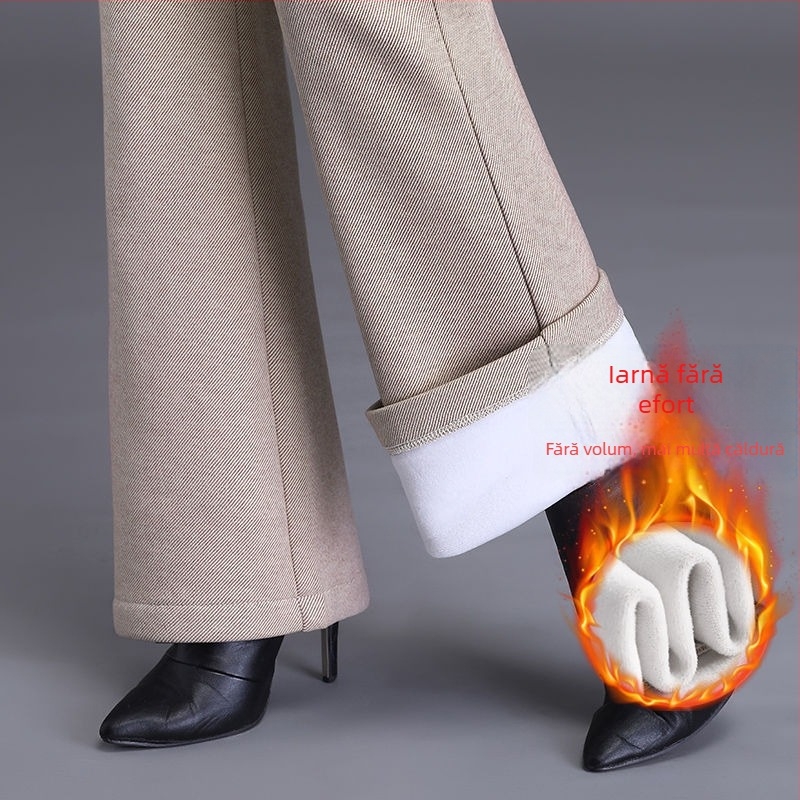 Pantaloni Bootcut pentru femei (țesătură din lână; grosime standard; primăvara 2025)