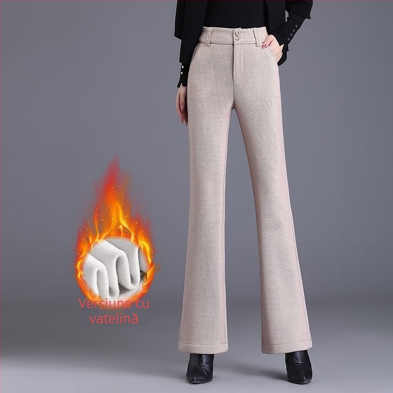 Pantaloni Bootcut pentru femei (țesătură din lână; grosime standard; primăvara 2025)