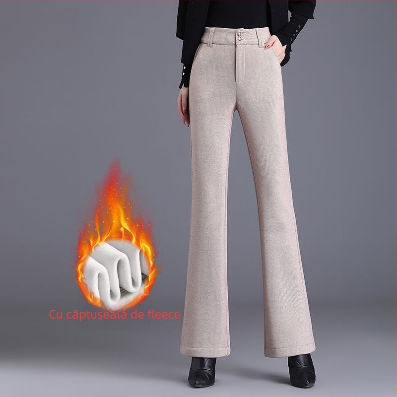 Pantaloni Bootcut pentru femei (țesătură din lână; grosime standard; primăvara 2025)