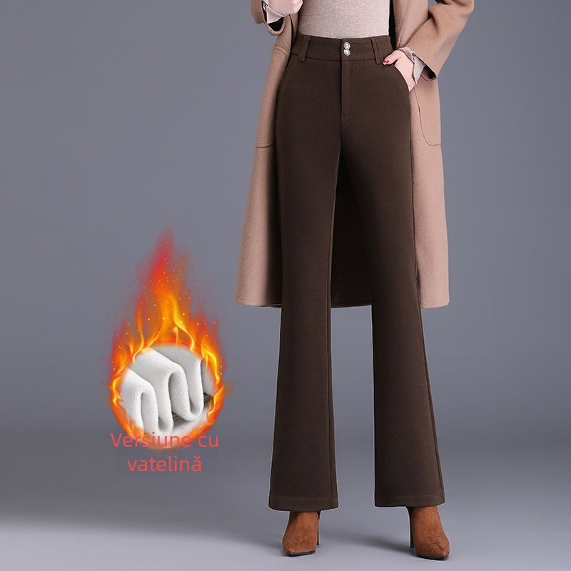 Pantaloni Bootcut pentru femei (țesătură din lână; grosime standard; primăvara 2025)