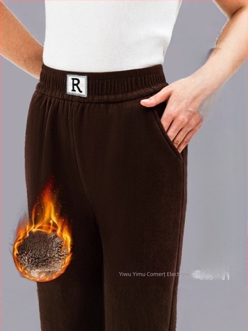 Pantaloni harém din corduroy, largi, groși, iarna 2024, brodate, stil urban