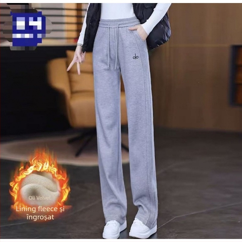 Pantaloni de trening pentru femei iarna 2025, Space Cotton, elasticitate ridicată, căptuți cu fleece gros, stil casual harém