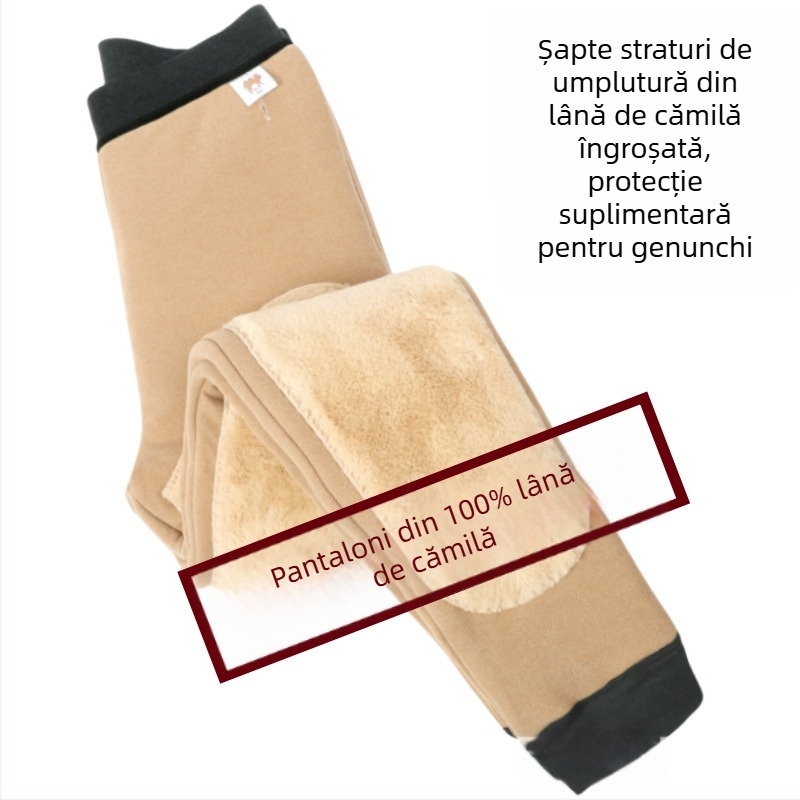 Pantaloni casual sport pentru bărbați (100% păr de cămilă, țesătură îngroșată, elasticitate înaltă, talie înaltă, croială dreaptă)