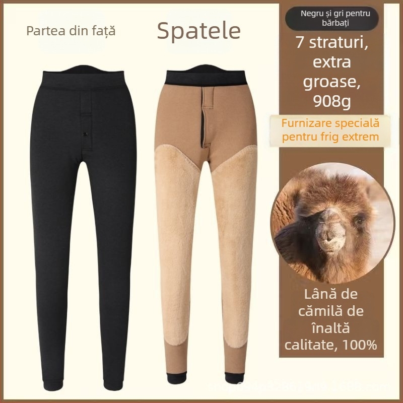 Pantaloni casual sport pentru bărbați (100% păr de cămilă, țesătură îngroșată, elasticitate înaltă, talie înaltă, croială dreaptă)