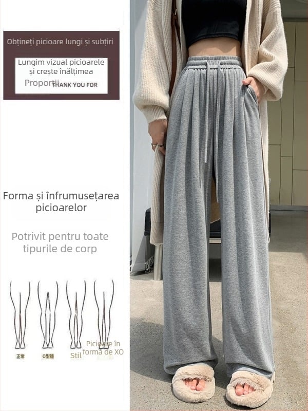 Pantaloni largi de damă din catifea Derong, talie înaltă, toamnă-iarnă 2025, 95% poliester