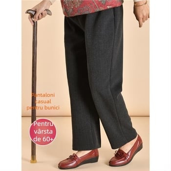 Pantaloni casual pentru femei în vârstă – croială conică, ultra-subțiri, poliester, peste 95% țesătură, stil stradal, fără călcare