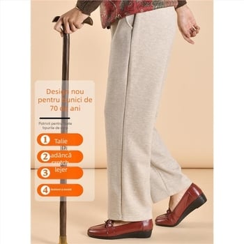 Pantaloni casual pentru femei în vârstă – croială conică, ultra-subțiri, poliester, peste 95% țesătură, stil stradal, fără călcare