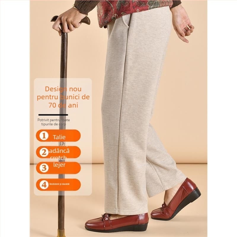 Pantaloni casual pentru femei în vârstă – croială conică, ultra-subțiri, poliester, peste 95% țesătură, stil stradal, fără călcare