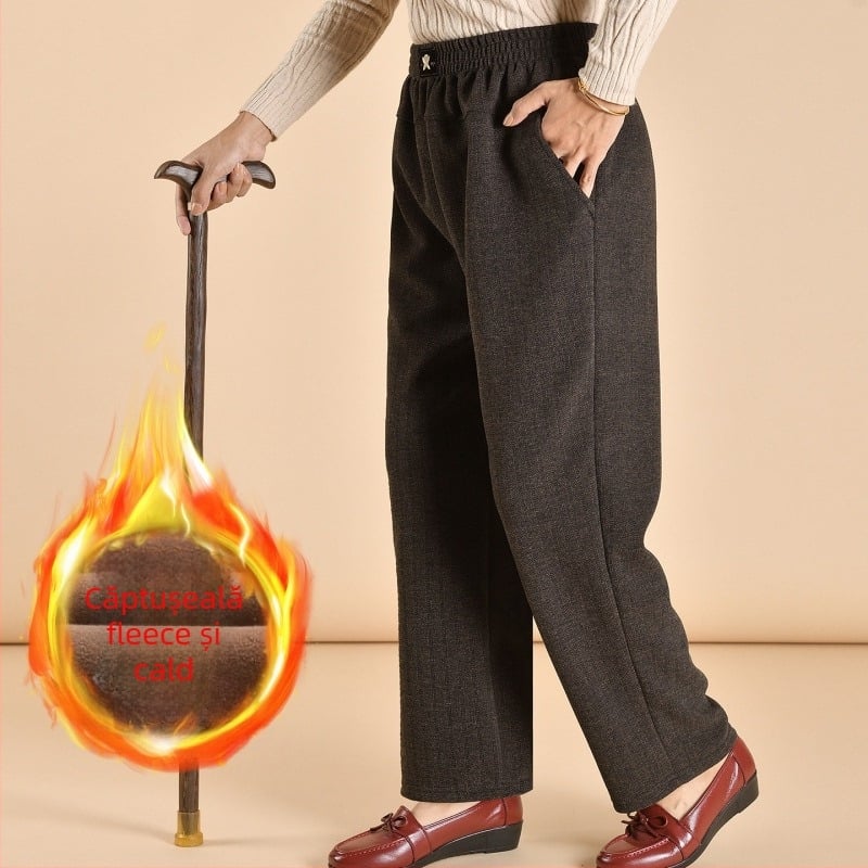 Pantaloni casual pentru femei în vârstă – croială conică, ultra-subțiri, poliester, peste 95% țesătură, stil stradal, fără călcare