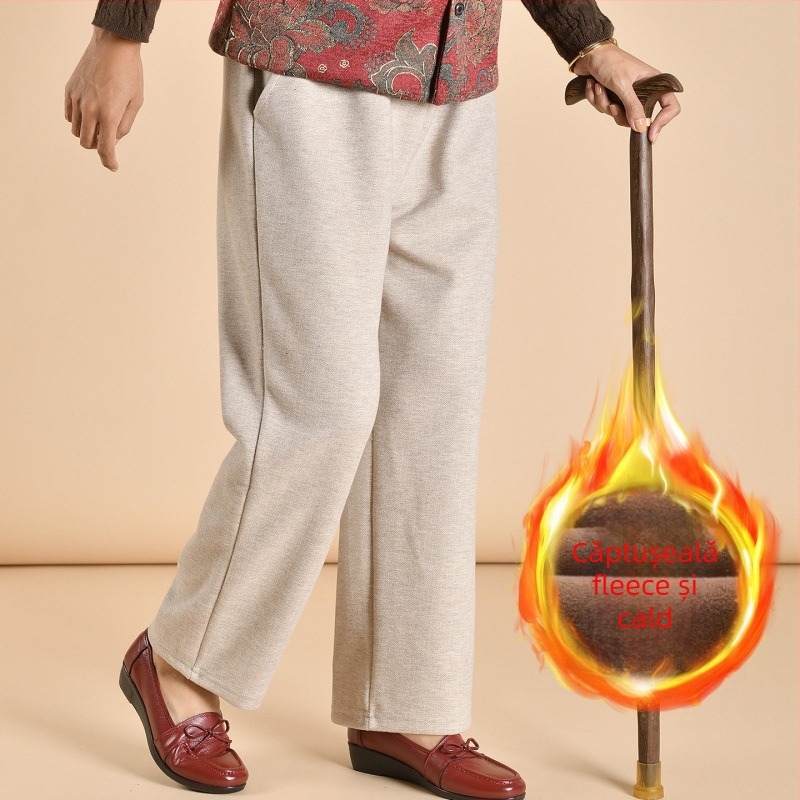 Pantaloni casual pentru femei în vârstă – croială conică, ultra-subțiri, poliester, peste 95% țesătură, stil stradal, fără călcare