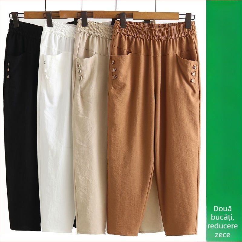 Pantaloni casual femei, drepți, lungime 9/10, țesătură țesută, 90–95% lână, cu buzunare
