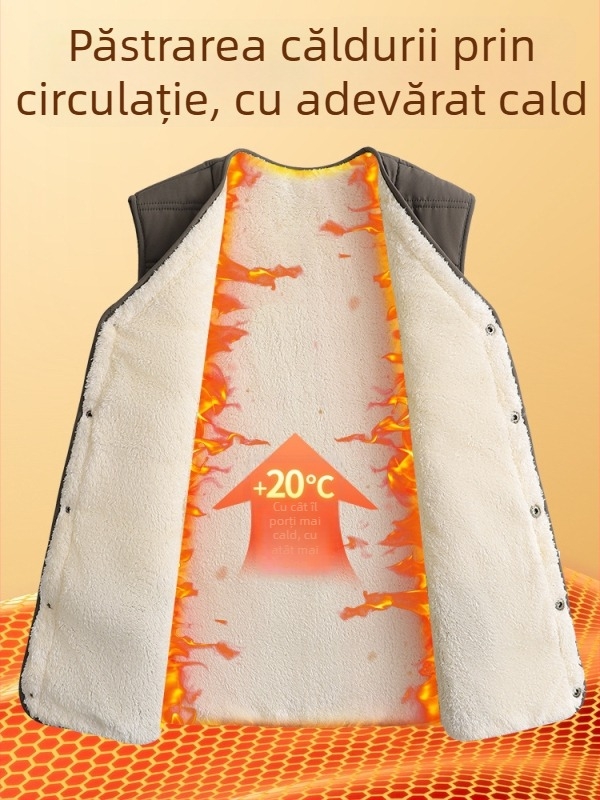Vestă bărbați fără mâneci pentru vârsta mijlocie, iarnă 2025, umplutură poliester, căptușeală acetat, țesătură poliester, închidere cu nasturi snaps, buzunare încastrate, croială lejeră