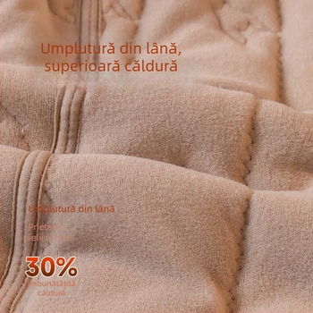 Vesta feminină căptușită cu fleece, toamnă-iarnă 2025, stil elegant pentru naveta urbană, model houndstooth, țesătură viscoză-poliester (90-95% poliester), lungime medie