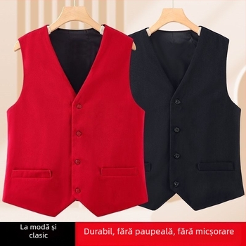 Vesta pentru femei adulte, stil primăvară-toamnă, lungime scurtă, decolteu în V, nasturi, poliester cu elastan (70-80% poliester, 20-30% elastan), lungime 50-65 cm