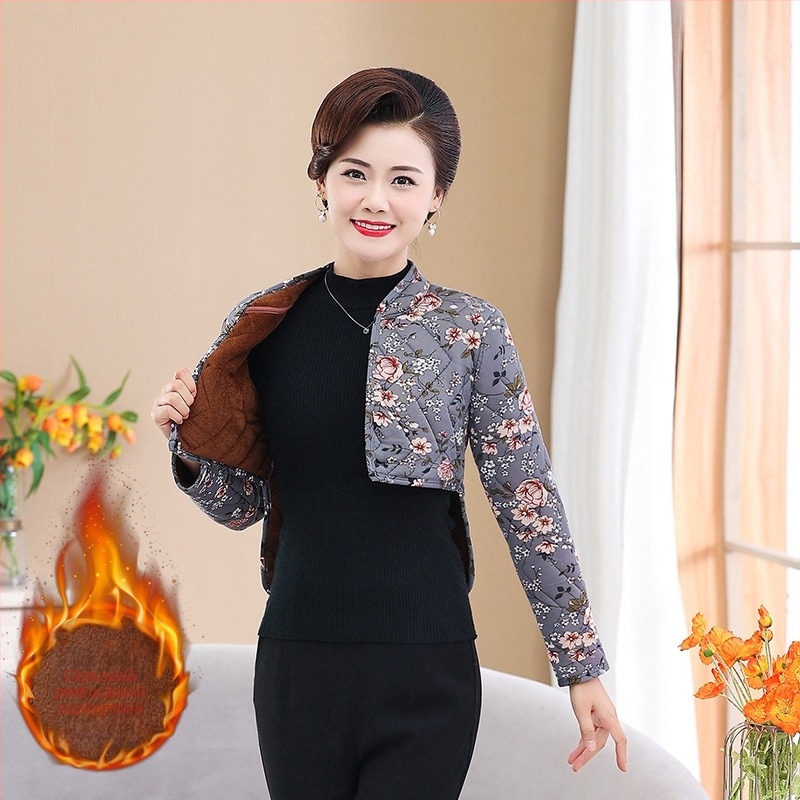 Vesta încălzită, căptușită cu fleece pentru protecția brațelor și umerilor, pentru femei, iarna 2025, imprimeu floral, lungime scurtă 40–50 cm, fără călcare