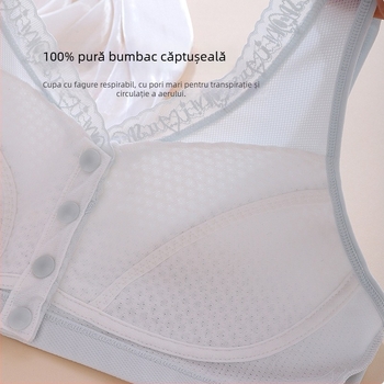 Sutien fără sârmă, stil vestă, cupă completă cu cupe subțiri modelate, închidere frontală, material nylon