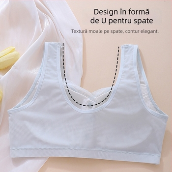 Sutien fără sârmă, stil vestă, cupă completă cu cupe subțiri modelate, închidere frontală, material nylon