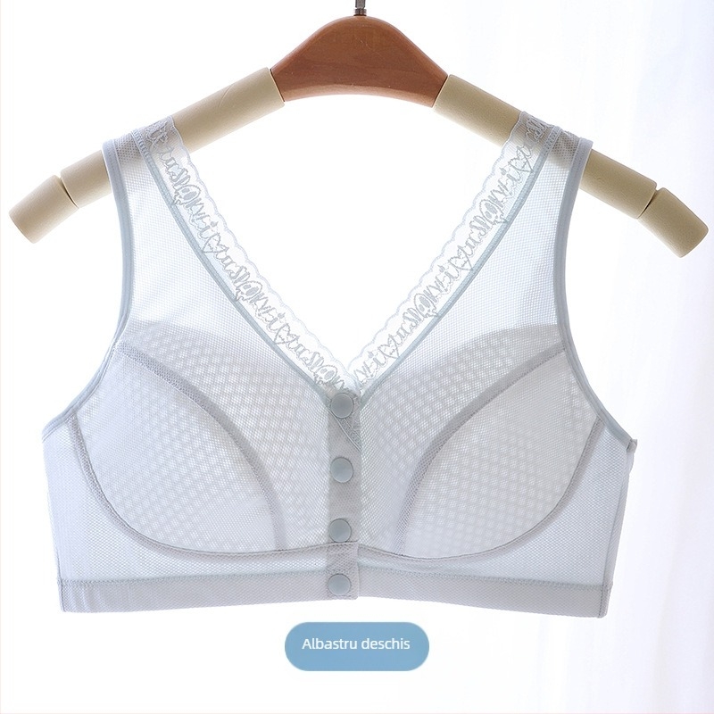 Sutien fără sârmă, stil vestă, cupă completă cu cupe subțiri modelate, închidere frontală, material nylon