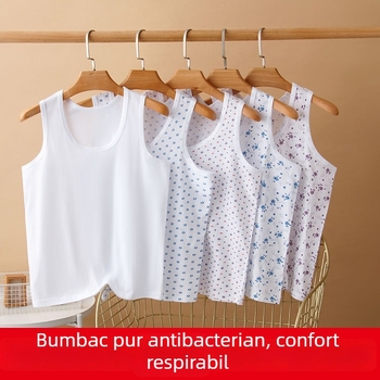 Maieu din bumbac 100% pentru femei de vârstă mijlocie și în vârstă, mărime mare, croială lejeră, top de vară ușor fără mâneci