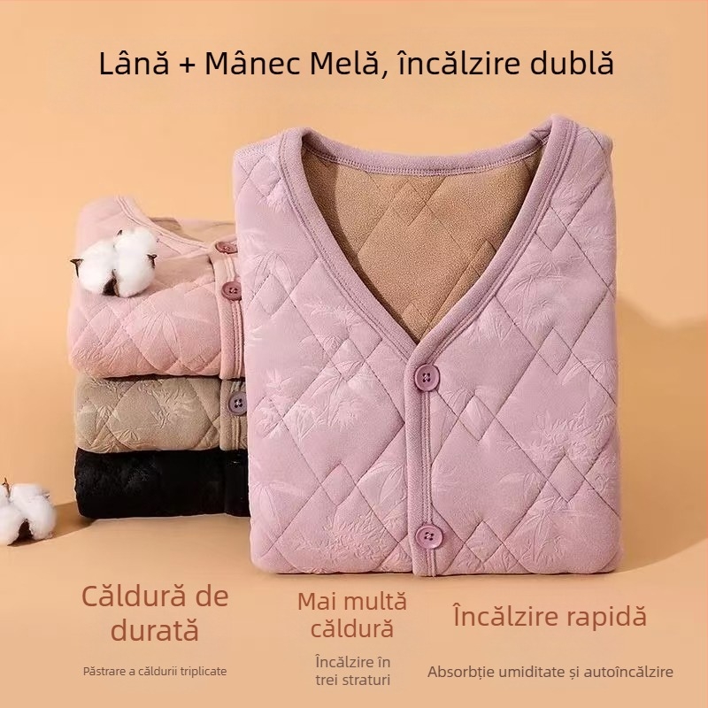 Vestă feminină în stil chinezesc pentru iarna 2025, fleece german, poliester 80–90%, stil literar-retro.