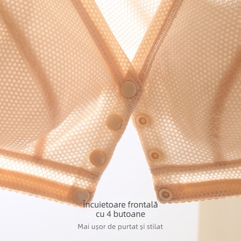 Sutien din nylon fără fir pentru femei de vârstă mijlocie, Push-Up, Plus Size, stil sport subțire, închidere frontală, cu cupă completă