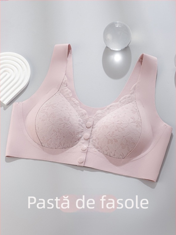 Sutien de alăptare în stil vestă, fără cusături, închidere frontală cu nasturi, respirabil, cupă 3/4 cu burete