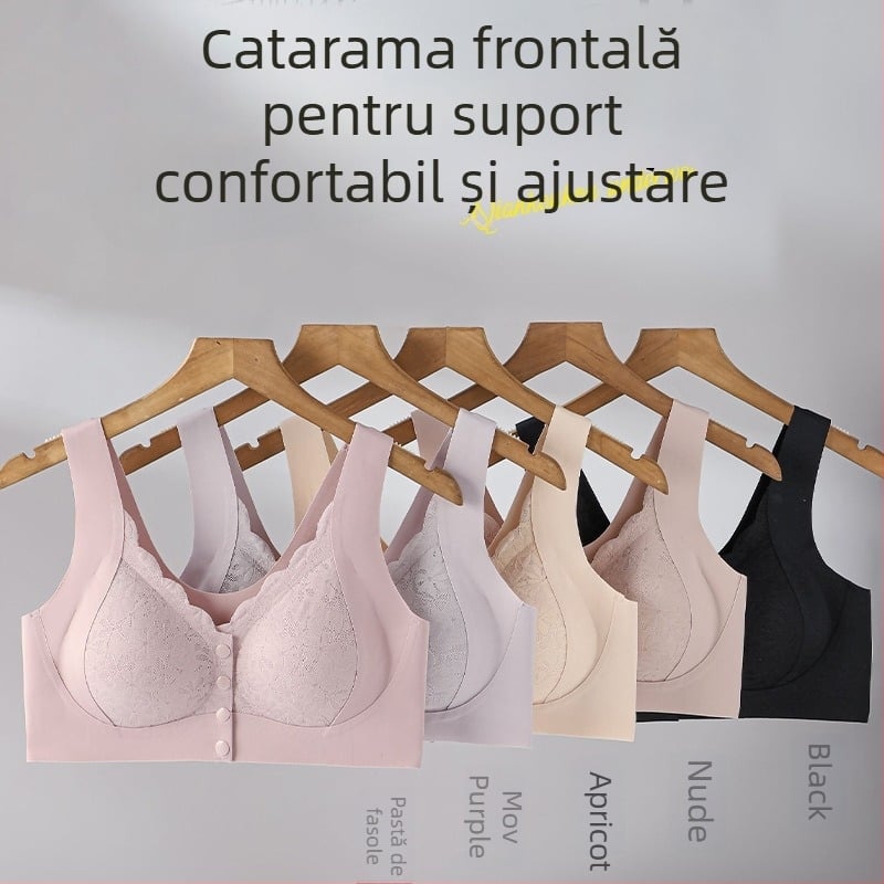 Sutien de alăptare în stil vestă, fără cusături, închidere frontală cu nasturi, respirabil, cupă 3/4 cu burete