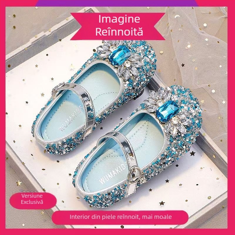 Pantofi de prințesă pentru fete, cu partea superioară din microfibră, talpă din piele, închidere Velcro, imprimeu floral, impermeabili