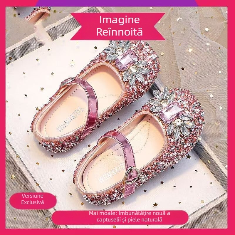 Pantofi de prințesă pentru fete, cu partea superioară din microfibră, talpă din piele, închidere Velcro, imprimeu floral, impermeabili