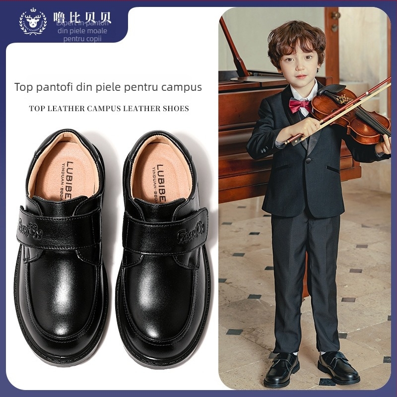 Pantofi din piele pentru copii, cu talpă moale, stil coreean, partea superioară din piele de vită de primă calitate, talpă PU, pentru băieți