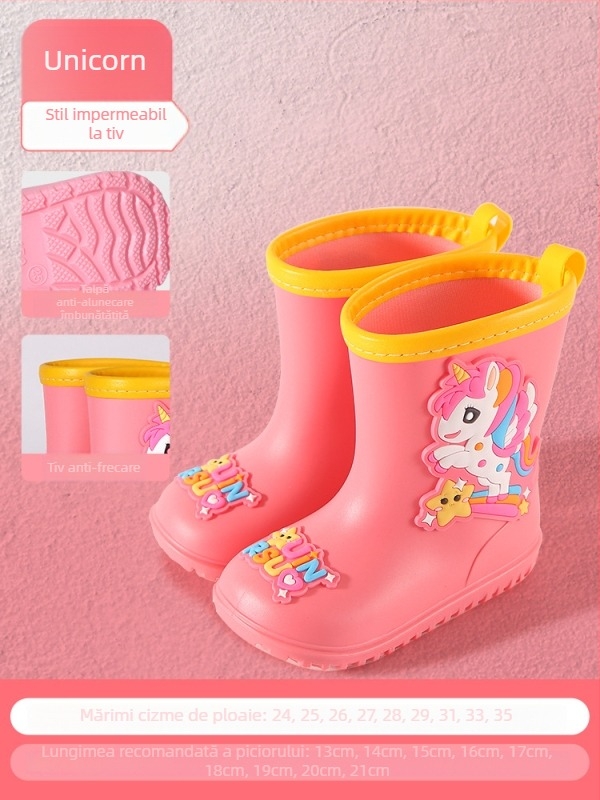 Ghete de ploaie pentru copii, pentru băieți, impermeabile, antiderapante, cu guler elastic, 1–9 ani.