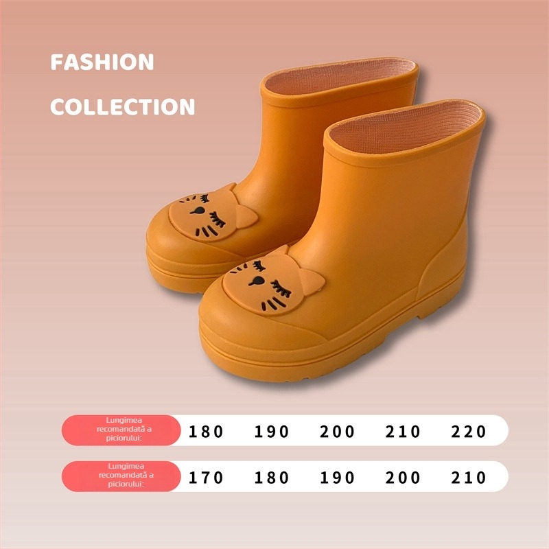 Cizme de ploaie pentru copii din PVC, lungime până la gambe, imprimeu cartoon, unisex, 4–12 ani