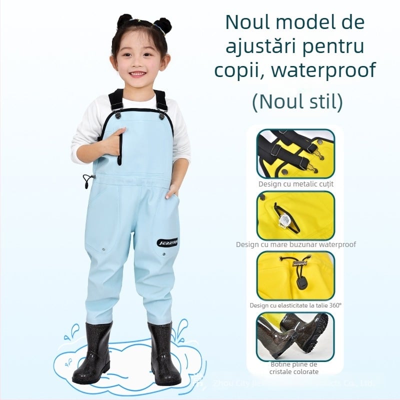 Pantaloni pentru copii impermeabili pentru plajă și mare, material PVC, respirabili, impermeabili, rezistenți vânt, unisex, potriviți pentru toate anotimpurile