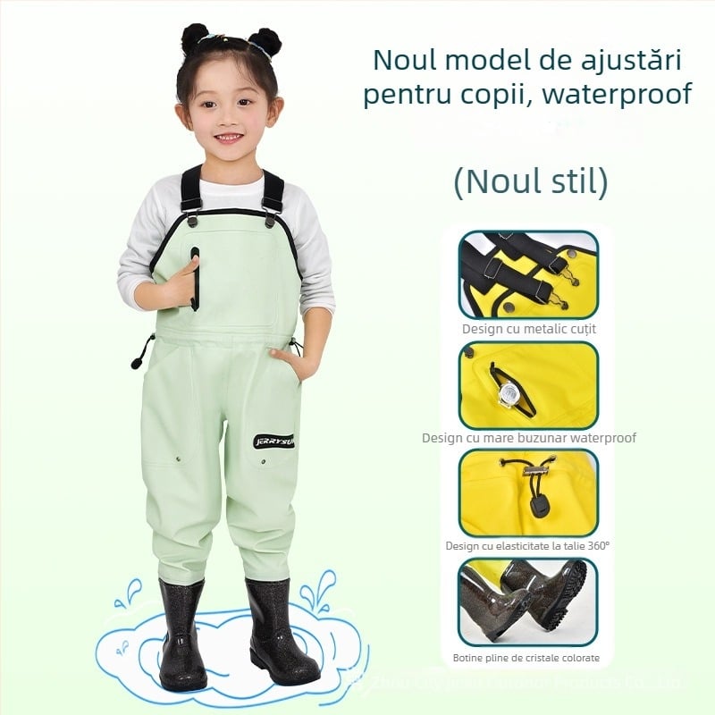 Pantaloni pentru copii impermeabili pentru plajă și mare, material PVC, respirabili, impermeabili, rezistenți vânt, unisex, potriviți pentru toate anotimpurile