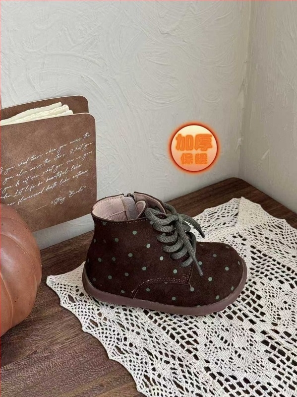 Cizme de modă cu design retro în stil coreean, fermoar lateral, suprafață din velur, talpă din cauciuc, unisex, pentru copii 4–12 ani