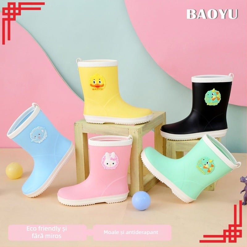 Ghete de ploaie pentru copii, ușoare, talpă antiderapantă, partea superioară din PVC, unisex, pentru vârste între 4 și 16 ani, modele: rață, iepure, elefant, dinozaur