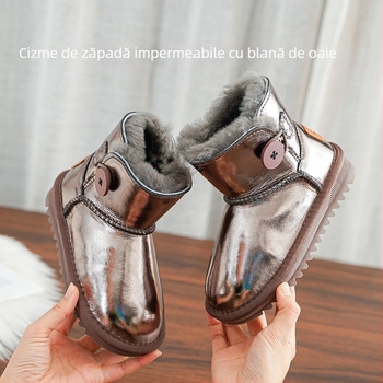 Pantofi de gleznă unisex, din piele naturală, partea superioară din piele de vită, pentru vârste 7–16 ani